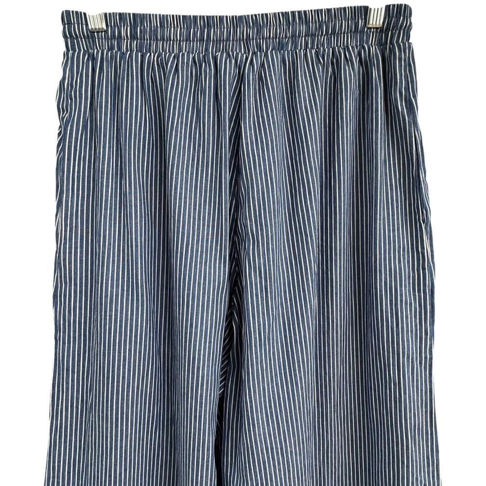 Baltic Born Odelia Striped Blue Off White Wide Leg Cotton Drawstring Pants M NWT - Picture 7 of 12